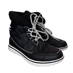 Sorel Boots Womens Size 7 Waterproof Faux Fur Lined Lace Up Winter Shoes Preppy